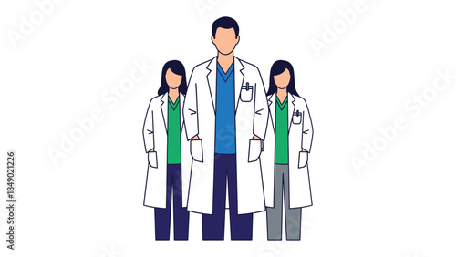 Medical Team in Focus: An illustrated portrayal of a healthcare team, symbolizing dedication, expertise, and commitment to well-being. Reflecting the essence of medical care.