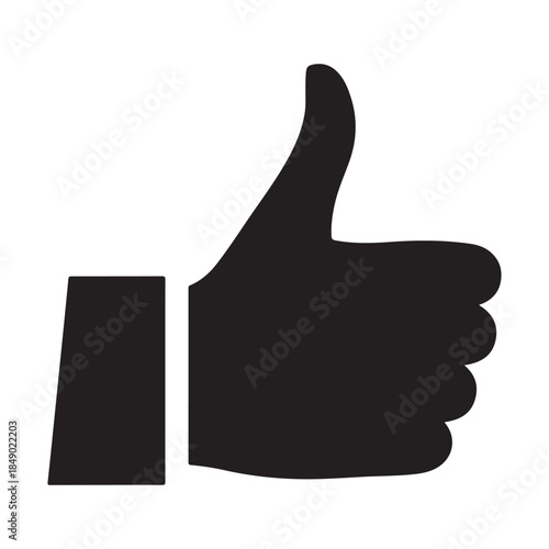 Black thumbs up icon simple vector symbol for approval and agreement isolate