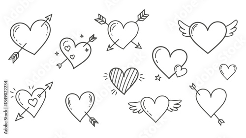 Seamless vector illustration featuring a decorative set of red and pink heart shapes in a romantic pattern design for Valentine's Day holiday cards and symbols of love