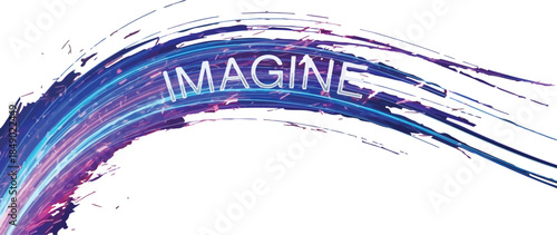 Imagine text with blue and purple light trails and sparks on a dark background