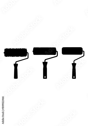 Paint roller brush vector, paint brush silhouette illustration, collection vector of brush, paint brush isolated on white