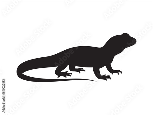 Variant style of lizard silhouette vector, flat lizard vector illustration, Sand lizard silhouette vector isolated flat illustration