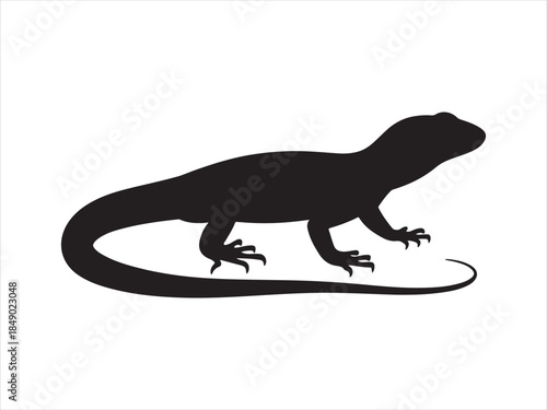 Variant style of lizard silhouette vector, flat lizard vector illustration, Sand lizard silhouette vector isolated flat illustration