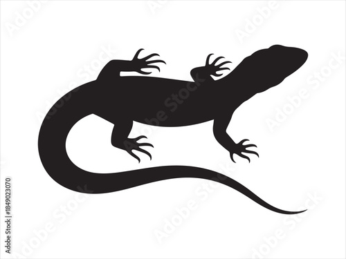 Variant style of lizard silhouette vector, flat lizard vector illustration, Sand lizard silhouette vector isolated flat illustration