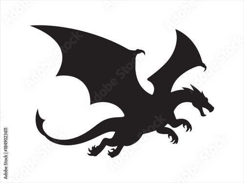 Dragon silhouette. dragon silhouette flying vector icon. Vector of dragon silhouette. Black Dragon silhouette. vector illustration