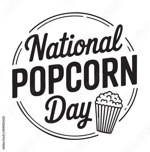National Popcorn Day Celebration on a White Background
