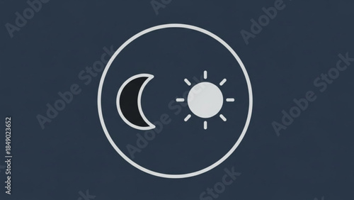 Sun and moon icon set representing day and night cycle simple vector graphic for weather apps and UI design isolated on dark background