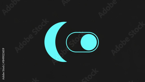 Moon icon with toggle switch representing night mode or dark theme activation simple vector graphic for UI design