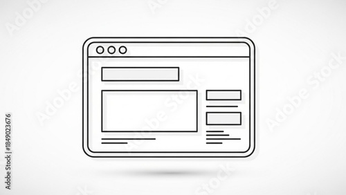 Outline of a web browser window with content placeholders a simple vector graphic for website design and UI mockups isolated on white