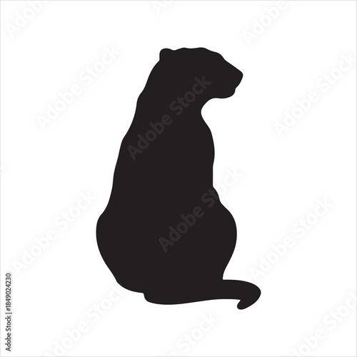 Tiger sitting black silhouette vector, Simple tiger silhouette Design vector icon with white background
