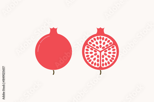 Simple pomegranate fruit icon illustration.