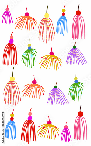 a set of tassel pattern on a white background
