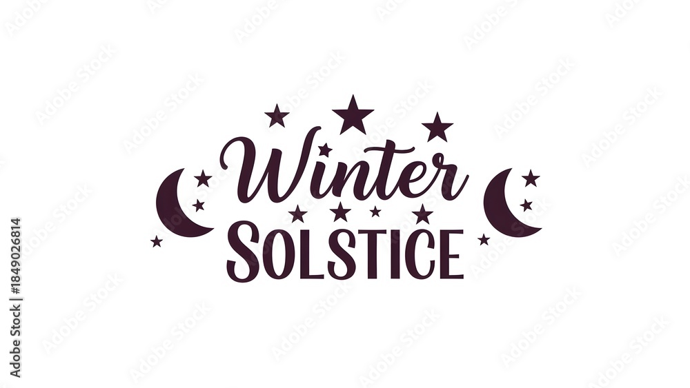 Naklejka premium A winter solstice logo with crescent moons and stars on a white background