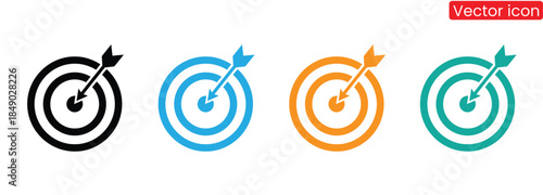 Colorful target icons with flags for business goals and success, Target icon logo design. goal icon vector. target marketing sign and symbol, outline icons related to success target board.