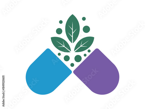 Eco Friendly Logo with Leaves and Water Drops Symbolizing Nature and Sustainability