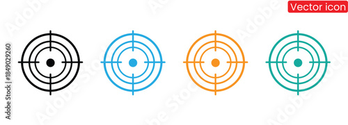 Colorful target icons with flags for business goals and success, Target icon logo design. goal icon vector. target marketing sign and symbol, outline icons related to success target board.