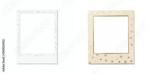 Polaroid Christmas Frame. Vector, minimalist, illustration, icon set.