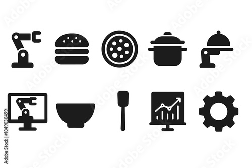 Restaurant and cooking solid icon set for apps and websites