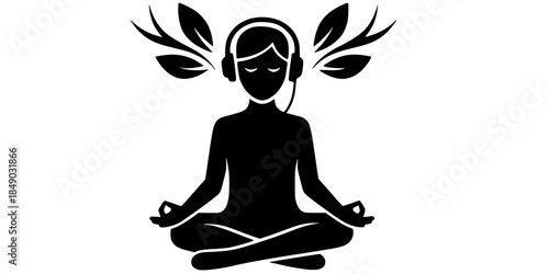 Wellness Mindfulness Meditation Podcast Vector Silhouette