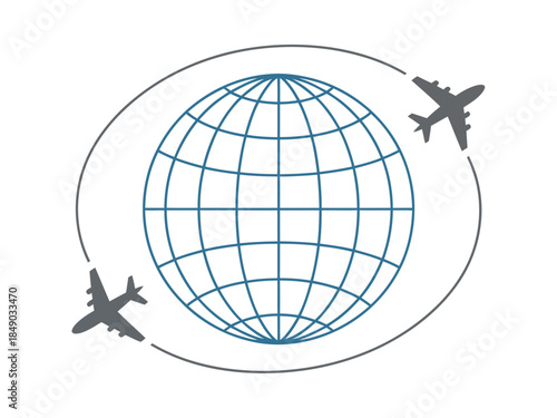 Global Travel and Transportation Concept with Airplanes and Earth Globe Illustration