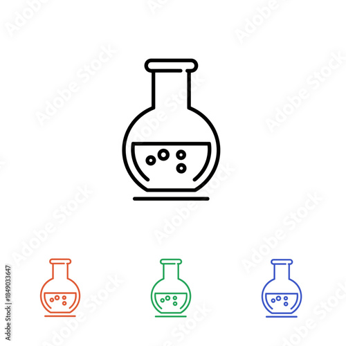 laboratory flask outline icon set for chemistry education websites, science blog graphics, medical research apps, pharmaceutical awareness posters