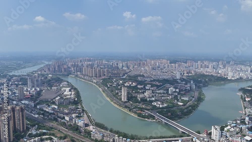 Aerial Photography of Neijiang City and Tuojiang River, China