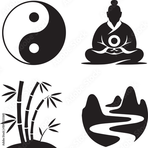 a minimalist vector art Taoism (China): Tao collection 