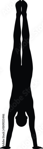 Gymnast Handstand Silhouette Vector