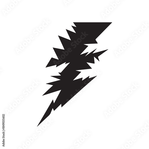 Black Color Lightning bolt illustration Silhouette Vector Illustration, Solid White Background (1).eps