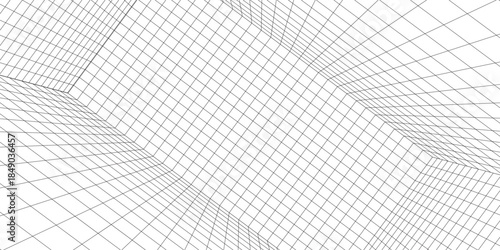 Abstract wireframe room background, futuristic design. Simple futuristic grid room desktop wallpaper background. Simple grid background with minimal room. Simple futuristic small line backdrop.
