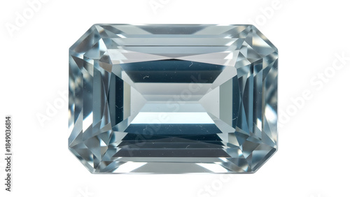 Large Emerald Cut Diamond Gemstone isolated on a transparent background clear crystal