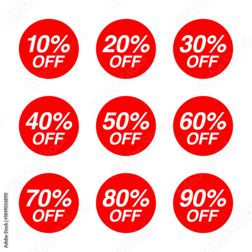 Red discount label set