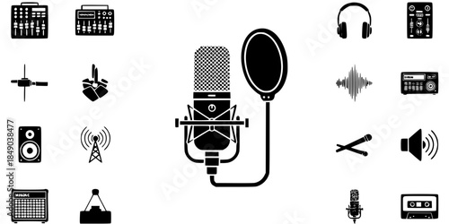 Condenser Microphone with Pop Filter Gear Silhouette