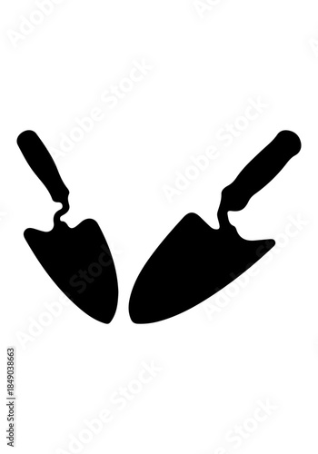 Trowel garden tool silhouette, collection of shovel vectors, black vector of shovels