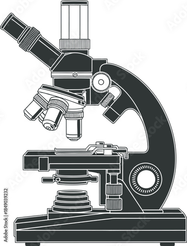 classic laboratory microscope icon silhouette isolate vector art 