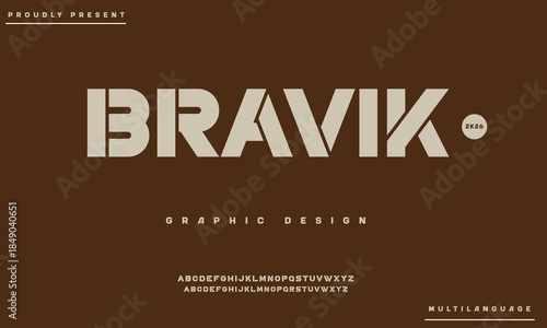 Bravik Modern futuristic style sans serif alphabet display font vector for branding design