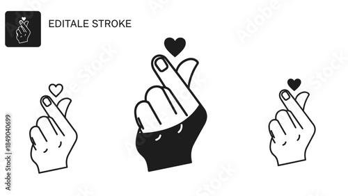 Korean Finger Heart Gesture for Love and Affection Isolated White Background