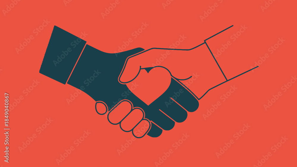 Fototapeta premium Business People Shaking Hands on Vibrant Red Background