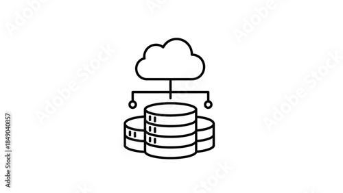 Cloud Computing Connected to Database Servers Icon Isolated White Background