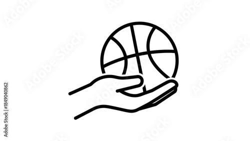 Hand Holding a Basketball Ball Ready to Play Isolated White Background
