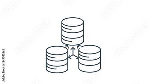 Stack of Coins or Data Disks with Data Flow Arrows Isolated White Background