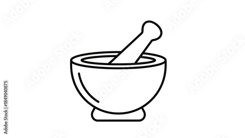 Traditional Mortar and Pestle for Grinding Spices or Medicine Isolated White Background