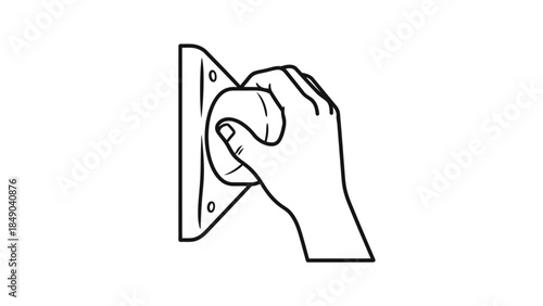 Hand Pressing a Doorbell Button Outline Icon Isolated White Background