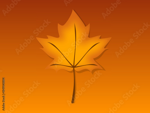 Flat illustration of an autumn maple leaf on warm background. Ideal for fall season themes, nature concepts, seasonal design, and minimal graphic illustrations.