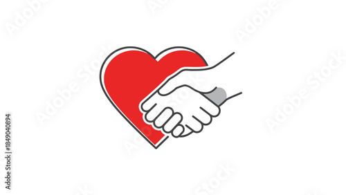 Caring Hand Gently Holding a Red Heart Symbol Isolated White Background