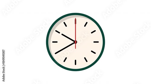 Analog wall clock timelapse with fast moving hands. Classic 12-hour cycle in seamless loop. Perfect for time lapse effects and time passing concepts