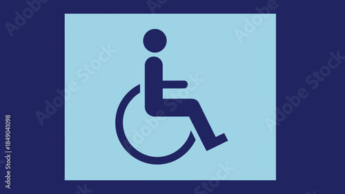 Clear disabled person in wheelchair sign on a blue background, indicating accessibility and inclusivity for people with disabilities.