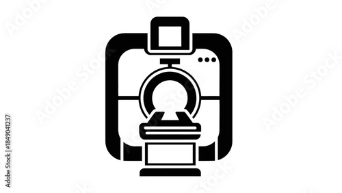 MRI Scan Machine Icon, Representing Medical Imaging and Diagnosis, Isolated White Background