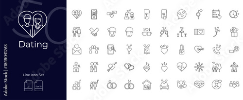 Dating Line Editable Icons set