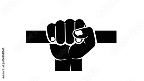 Unified Strength: A clenched fist grasps firmly onto a black beam, symbolizing solidarity, resilience, and the unwavering pursuit of justice.